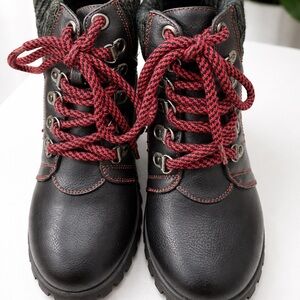 Dirty Laundry Black and Red Lace Up Boots